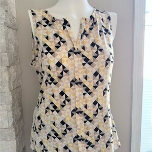 WHBM Geometric Sleeveless Blouse – Workwear Career Top | Size M